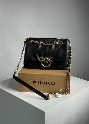 Шкіряна сумка 👜 pinko big love bag puff maxi quilt black/gold