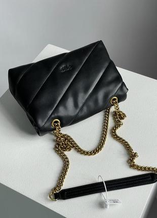 Кожаная сумка 👜 pinko big love bag puff maxi quilt black/gold4 фото