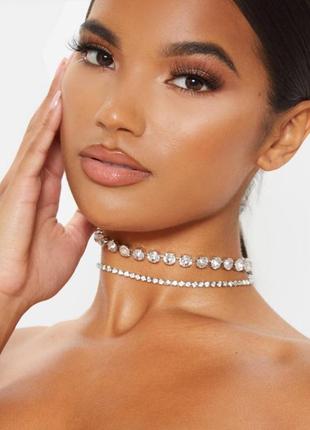 Праздничный новогодний чокер с камушками бриллиантами