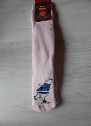 Шкарпетки теплі з антиковзкою підошвою ovs рожеві1 фото