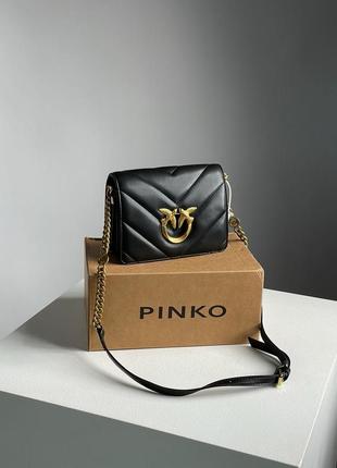 Кожаная сумка 👜 pinko mini love bag click big chevron black