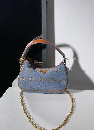 Жіноча сумка 👜 pinko half moon mini denim3 фото