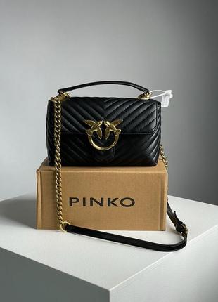 Кожаная сумка 👜 pinko mini classic lady love bag puff chevron black/gold