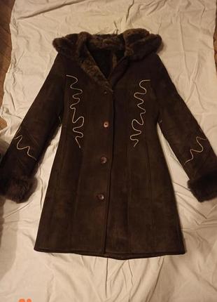 Дублянка з капюшоном натуральне хутро вишивка