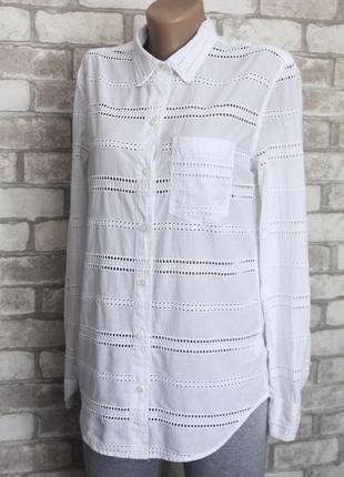 Хлопковая рубашка бойфренд с перфорацией вышивкой прошва от gap