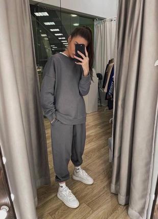 Костюм с удлиненным худи 💗 базовый костюм 💗 костюм на флісі 💗 женский костюм 💗