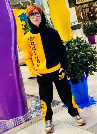 Дуже теплий спортивний костюм трьохнитка на флісі адідас 116-164 см