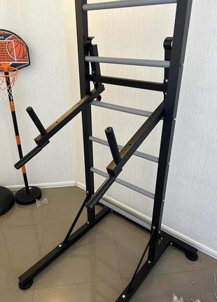 Шведська стінка чорна пересувна для дітей та дорослих підлогова спортивна від виробника для дому5 фото