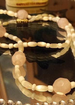 Ніжне, вінтажне намисто із сатиновим склом. європейський вінтаж.