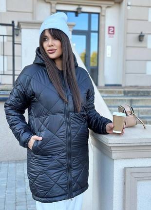 Женская зимняя стеганная куртка до -25⁰☃️❄️ большие размеры (батал)