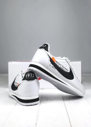 Кросівки шкіряні nike cortez x off white , знижка