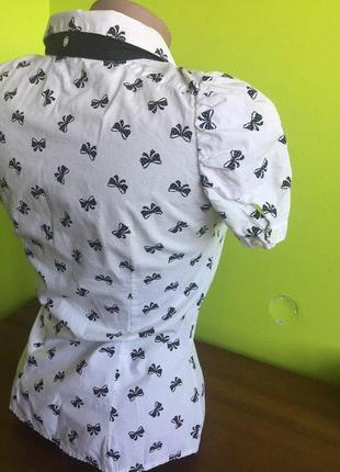Блуза рубашка h&m с бантом и воротником на пуговицах короткий рукав хлопок6 фото