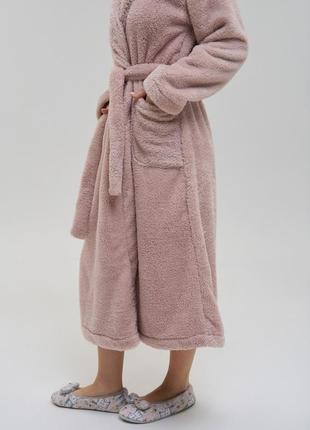 Теплий однотонний жіночий халат queen - велюрсофт6 фото
