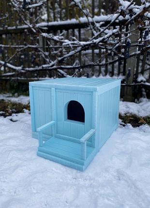 Теплий вуличний будиночок для котів. будка для собаки. зимова будка утеплена6 фото