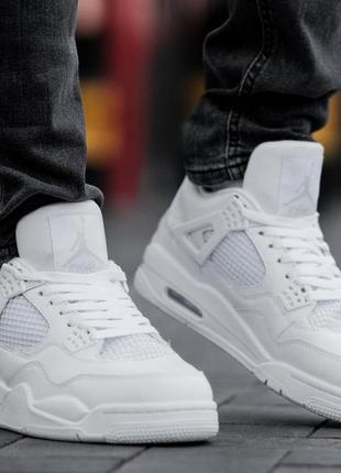 Кроссовки мужские зимние кожаные nike air jordan iv winter белые кеды утепленные высокие ботинки