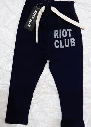 Джоггеры "riot club" англия синие спортивные штаны двунитка на 2-3 года4 фото