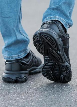 Мужские кожаные кроссовки черные adidas ozweego повседневные кроссовки мужские из натуральной кожи и замши3 фото