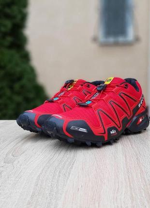 Чоловічі кросівки | salomon speedcross 3 | червоний з чорним | щільний текстиль | частково маломірні, :412 фото