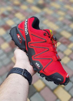 Чоловічі кросівки | salomon speedcross 3 | червоний з чорним | щільний текстиль | частково маломірні, :4110 фото