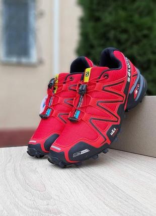 Чоловічі кросівки | salomon speedcross 3 | червоний з чорним | щільний текстиль | частково маломірні, :41