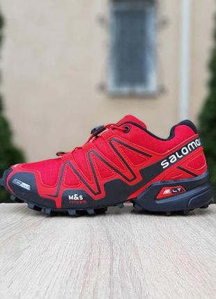 Чоловічі кросівки | salomon speedcross 3 | червоний з чорним | щільний текстиль | частково маломірні, :415 фото