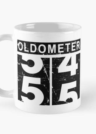 Чашка керамическая кружка с принтом oldometer 55 день рождения белая 330 мл