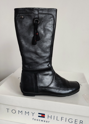 Фірмові чоботи натуральна шкіра чорний бренд — tommy hilfiger оригінал 37-38р.
