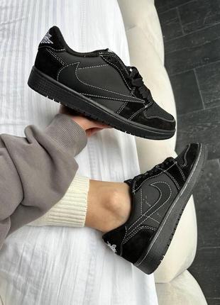 Кросивки nike air jordan 1 low og x travis scott blаck (зима)