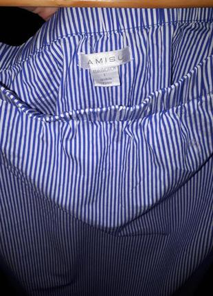 Коттоновая блуза в полоску со спущенными плечиками раз.l3 фото