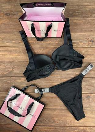 Спідня білизна victoria's secret, комплект жіночої спідньої білизни вікторія сікрет чорний10 фото