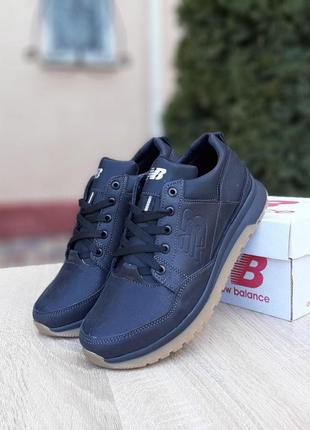 Чоловічі кросівки | new balance | чорні | шкіра | великомірні, :40