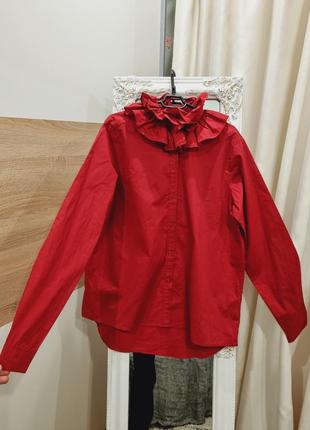 Блуза mage женская рубашка бордо с воротничком красная
