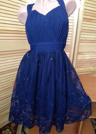 Платье синее с фатином1 фото