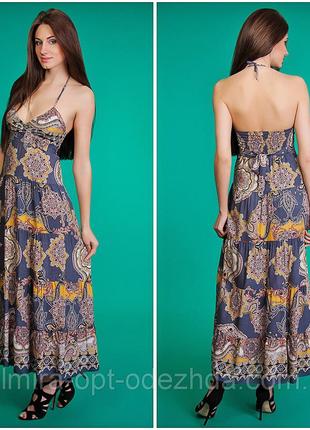 Літній жіночий сарафан довгий "кольоровий бантик" в кольорах