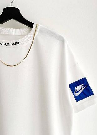 Мужская стильная плотная футболка n!ke old school белая