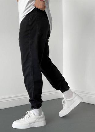 Чоловічі модні якісні джинси-джогери чорні. чоловічі джинси на манжетах на липучці2 фото