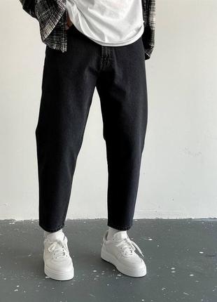 Мужские стильные укороченные джинсы мом чёрные. мужские турецкие джинсы1 фото