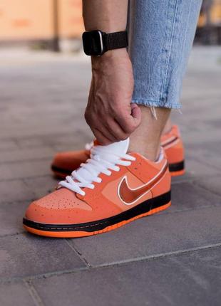 Мужскиестильные кроссовки concepts x n!ke sb dunk low orange lobster оранжевые