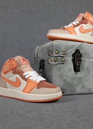 Жіночі високі кросівки | nike air jordan 1 high | бежеві/пудра | шкіра, :3610 фото