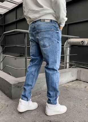 Мужские стильные качественные джинсы мом синие. мужские джинсы loose fit4 фото