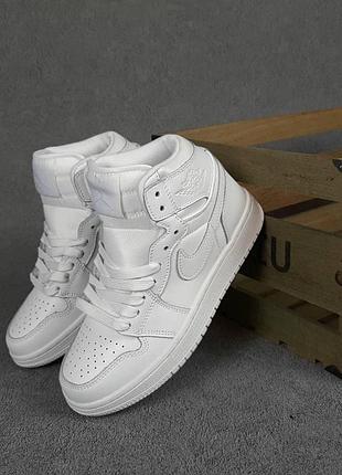 Жіночі високі кросівки | nike air jordan 1 high | білі | шкіра, :36