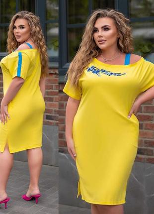 Батальне літнє плаття з вишивкою 00159 у різних кольорах