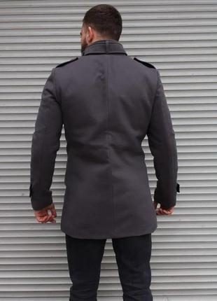 Мужское стильное демисезонное кашемировое пальто на весну/осень серое3 фото