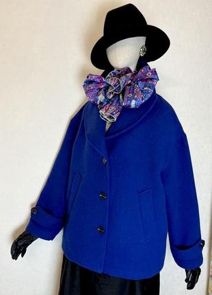 Вовна,нове,стильне сине пальто,полупальто,батал,c&amp;a,1 фото