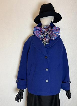 Вовна,нове,стильне сине пальто,полупальто,батал,c&a,9 фото