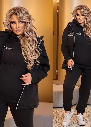 Батальний теплий спортивний костюм 2232 "трійка написи" в різних кольорах