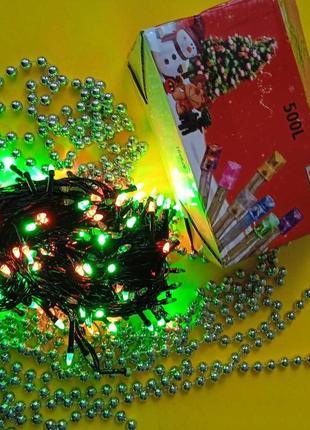 Гирлянда светодиодная новогодняя цветная 500 led 28 м | гирлянда электрическая| новорічна гірлянда|9 фото