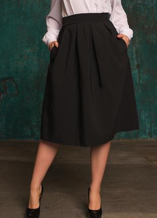 Женская батальная юбка миди 5020 в разных расцветках3 фото