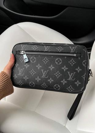 Сумочка жіноча / чоловіча чорна з натуральної шкіри louis vuitton