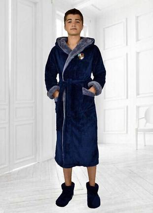 Детский домашний махровый халат для мальчика 060 "подросток" в расцветках3 фото